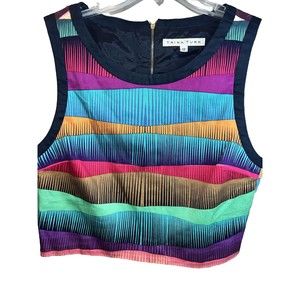 Trina Turk Colorful Sunset Crop Lined‎ Top Size 12